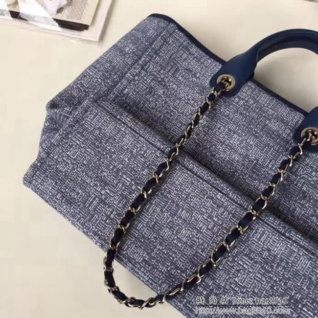 香奈兒CHANEL 2018早春度假系列最新火爆大號帆布沙灘包手提購物袋 DSC1296